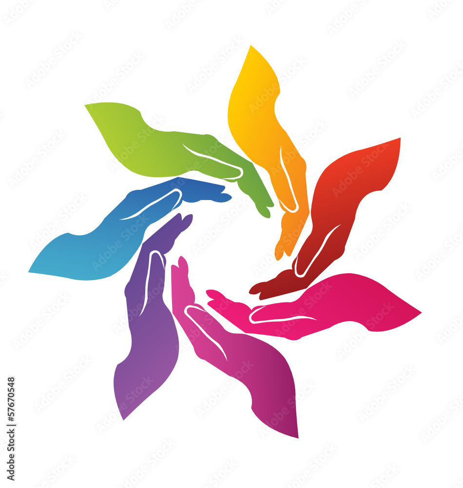 Wall mural hands helping colorful logo vector