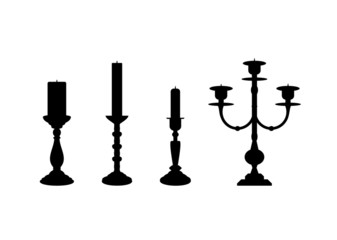 Vector collection of isolated candle silhouettes