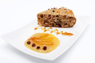 Vegan chocolate, cranberries and almond cake (front view)