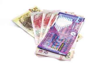 Hong kong bank notes on the white background