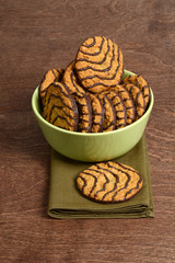 bowl of chocolat stripe cookies