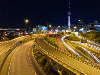 Fototapeta premium Night traffic in a major city