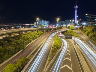 Fototapeta na wymiar Night traffic in Auckland