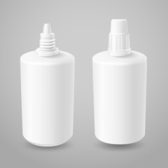 White plastic opened and closed bottles