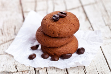 chocolate cookies and coffee beans