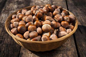 Hazelnuts in basket