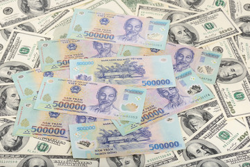 Vietnam dongs on the US dollars
