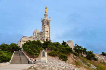 Fototapeta na wymiar Basilique Notre dame de la garde at Marseille horizontal view