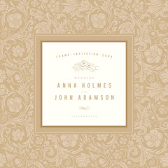 Vintage wedding card vector