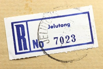 Einschreibemarke auf Brief