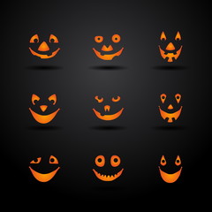 Set of Scary Halloween Pumpkins - vector illustration