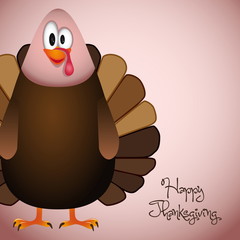 Happy Thanksgiving cartoon turkey - card vector illustration