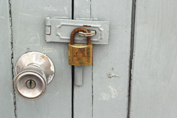 A steel door knob are locked