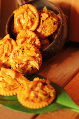 snack crackers - with page cashew, durian.