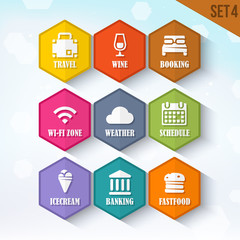 Trendy Vector Rounded Hexagon Icons Set 4