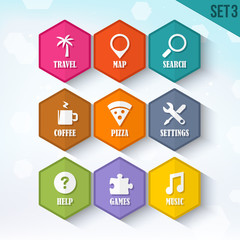 Trendy Vector Rounded Hexagon Icons Set 3