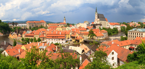 Naklejka na ściany i meble Cesky Krumlov / Krumau Panorama, UNESCO World Heritage Site