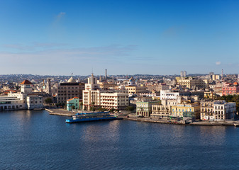 Havana.View of the old city through a bay from Morro's fortress