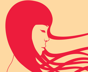 red hair girl in profile