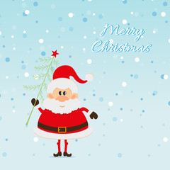 Santa Claus with Christmas tree and snow