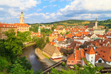 Fototapeta premium Cesky Krumlov / Krumau, View on Castle Tower, UNESCO World Herit