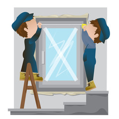 Very Detailed Drawn Builder Workers Set - Isolated On White