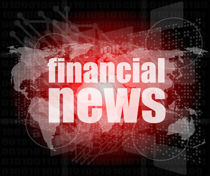 financial news words on digital touch screen