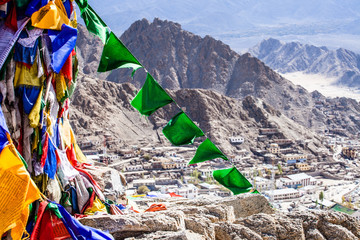 Namgyal Tsemo Gompa, buddhist monastery in Leh. Ladakh, India. - obrazy, fototapety, plakaty