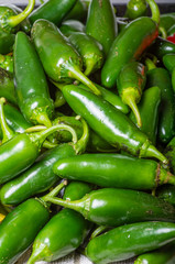 Hot peppers on display ready to use