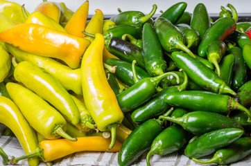 Hot peppers on display ready to use