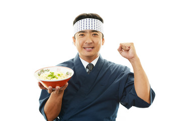 笑顔のラーメン屋の主人