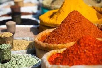 Fotobehang Traditional spices and dry fruits in local bazaar in India. © Curioso.Photography