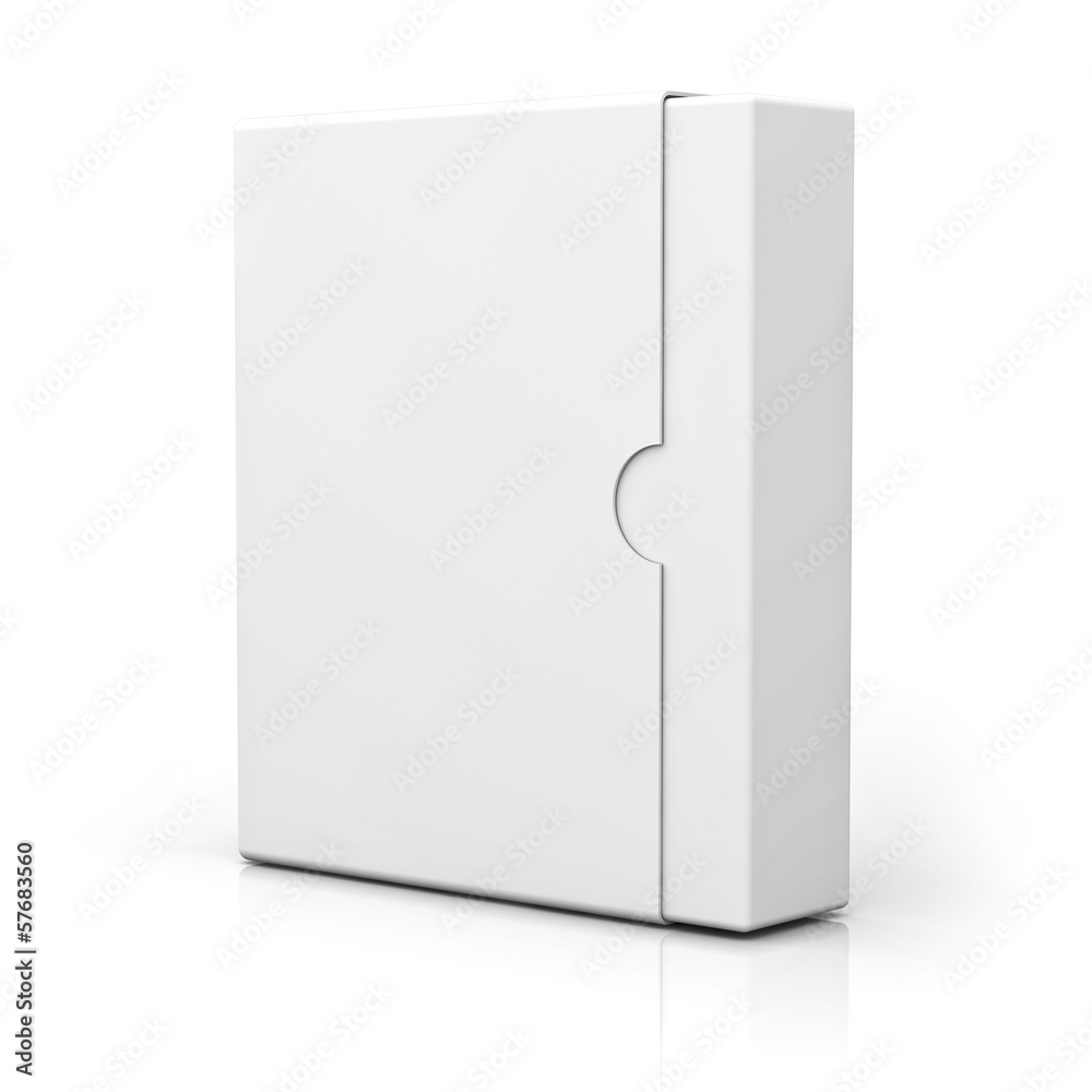 Poster blank box isolated on white background with reflection
