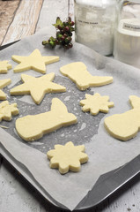 Baking homemade Christmas shortbread cookies