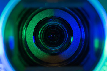 Camcorder optics closeup