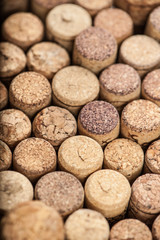 Close up of a cork wine with different variation of wine color