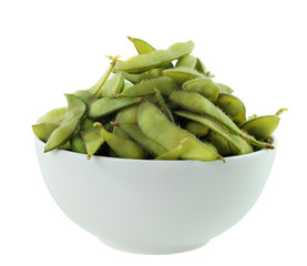 green beans in the bowl on white background