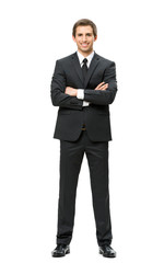 Full-length portrait of business man with hands crossed - 57686181