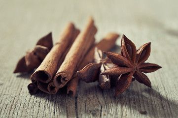 Cinnamon sticks with anis stars