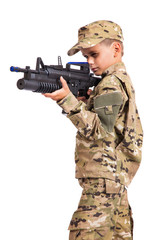 Fototapeta premium Young soldier with rifle