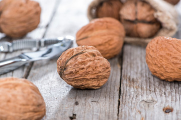 Walnuts on wood