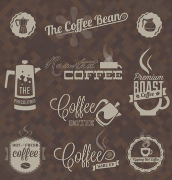Vector Set: Retro Coffee Shop Labels and Symbols