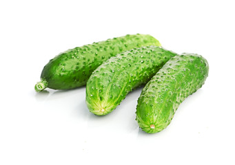 green cucumbers  isolated on white background