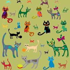 Set isolated vector cats.