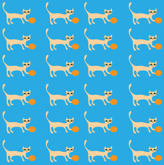 Kitten with ball - vector background pattern seamless .