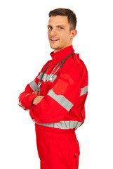 Confident paramedic man