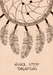 Illustration with tribal dreamcatcher