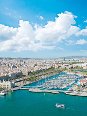 Obraz na płótnie Canvas Aerial view of the Harbor district in Barcelona, Spain