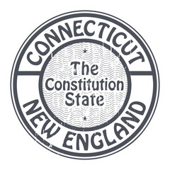 Grunge rubber stamp with name of Connecticut, New England