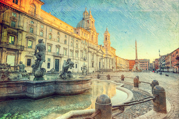 Panele Szklane Podświetlane  Piazza Navona, Rzym. Włochy